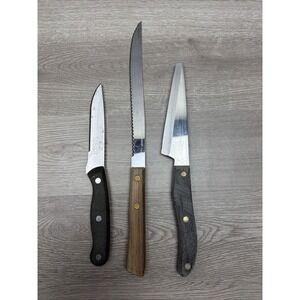 3 Vintage USA Knifes. Ekco Arrowhead, Stainless Forgecraft, Chicago Cutlery